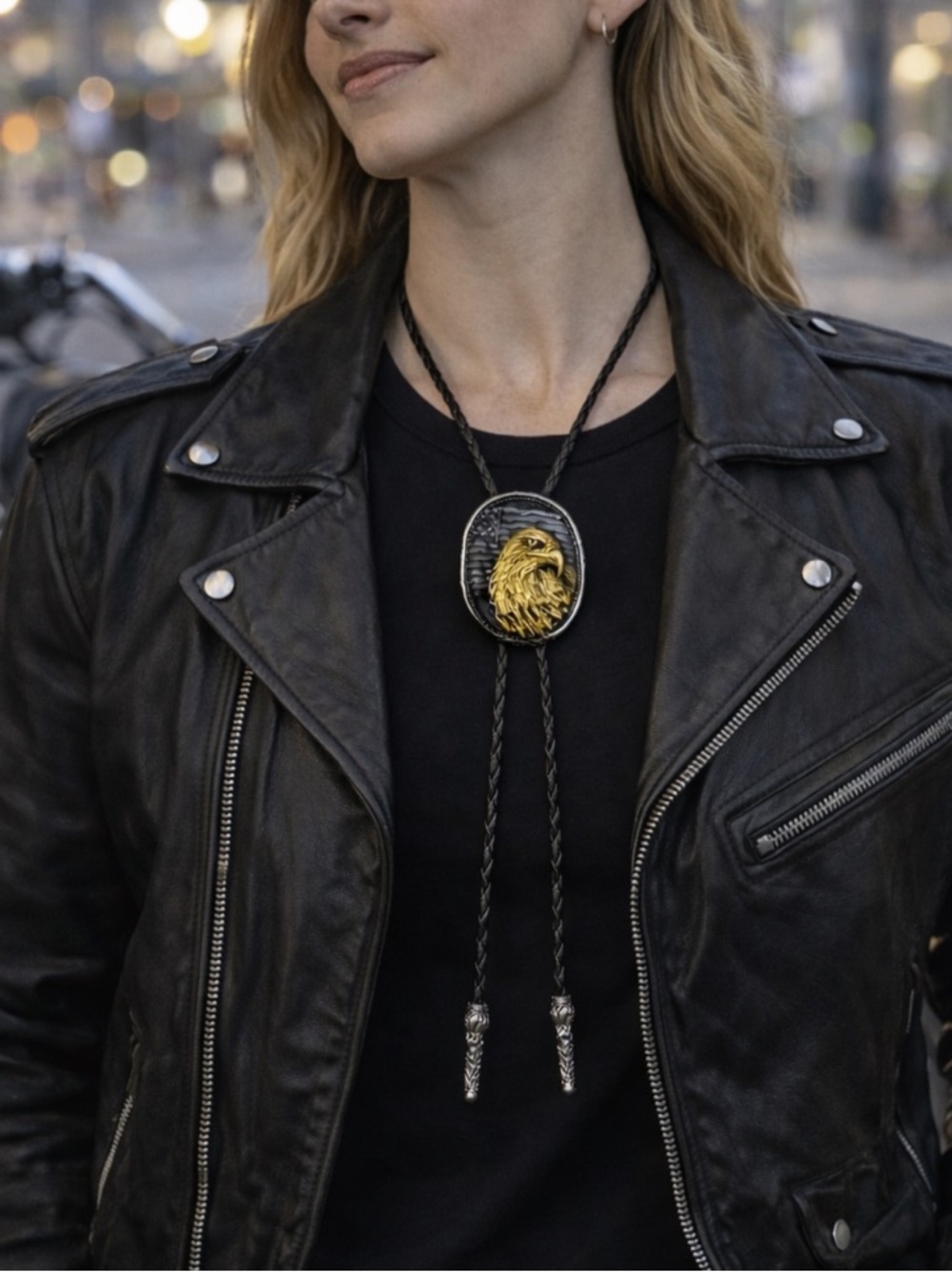 Vintage Eagle Bolo Tie Necktie Necklace